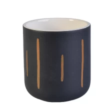 China Suppliers custom black glazed cylinder ceramic candle holders 8oz 10oz 11oz manufacturer