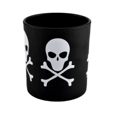China home decor white printing glass candle holder manufacturer