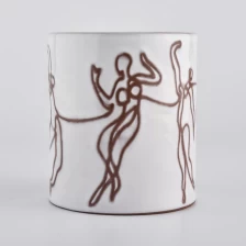 China Wholesales white people empty ceramic candle jar 8oz 10oz manufacturer