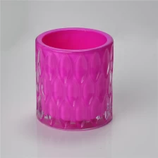China luxury embossed glass candle jar manufacturer