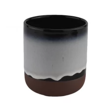 China round bottom black glazing color ceramic candle jars manufacturer