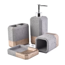 China 4pcs Concrete bath accessories sets bottle soap dish tumbler manufacturer