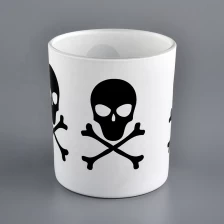 China luxury white with black glass candle jar manufacturer