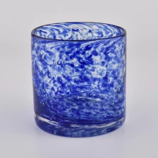 China Mouth blown glass candle vessels with colorful decoration manufacturer