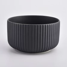China Strips ceramic candle jar with matte color manufacturer