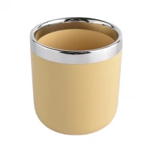 China wholesale glazing color ceramic candle jars with silver rim manufacturer
