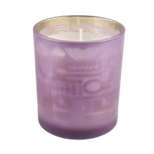 China Glass candle holders with frosted and spraying color manufacturer