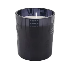 China Black glass candle jar with decal printing manufacturer
