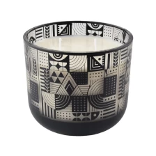 China Large round bottom glass candle jars with laser engraving pattern manufacturer
