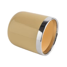 China porcelain jar candle with gold rim for wholesale manufacturer
