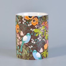 China Sunny own design ceramic candle holder with decal printing manufacturer
