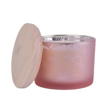 China In bulk elegant pink custom glass vessel for candles with lid manufacturer
