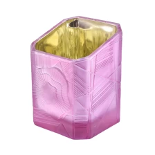 China Suppliers empty pink Trapezoid votive luxury glass candle jars 8oz 10oz 14oz manufacturer