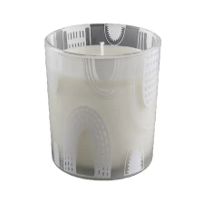 China white frosted glass candle jar with silk screen printing manufacturer