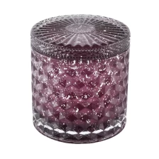 China 8oz 10oz empty luxury geometric glass candle jars holder wholesales manufacturer