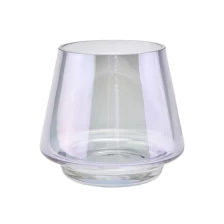 China Wholesale crystal clear iridescent glass candle vessels manufacturer