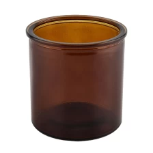 China Amber color 15oz glass candle jar with cork lid manufacturer