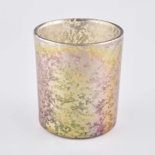 China iridescent candle jar with hande made decoration manufacturer