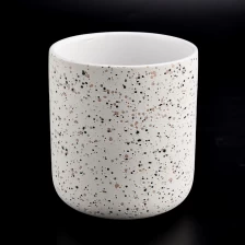China Round bottom 14oz ceramic candle jars with mix color dots manufacturer