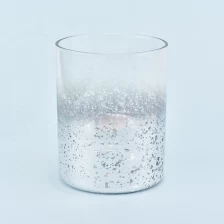 China silver color glass candle vessels with mercury decorations manufacturer