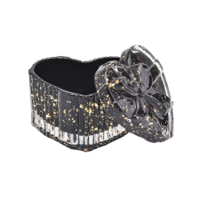 China Suppliers glass black romantic heart candle jars holder with cover manufacturer