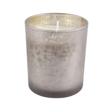 China frosted glass candle vessels with electroplating color manufacturer
