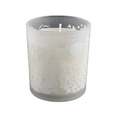 China Frosted glass candle jar with printing manufacturer