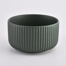 China matte glazing color ceramic candle containers with strips design manufacturer