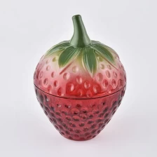 China home decor glass strawberry candle jar manufacturer