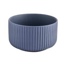 China luxury blue stripe ceramic candle jars manufacturer