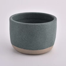 China Sand surface ceramic candle containers with different color manufacturer