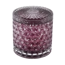 China luxury engrave glass candle jar with lid manufacturer