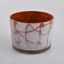 China 3 wick glass candle vessels with new decorations manufacturer