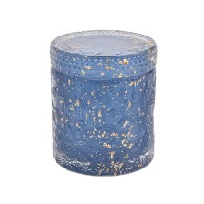 China In bulk blue custom luxury glass container jar for candle making with lid manufacturer