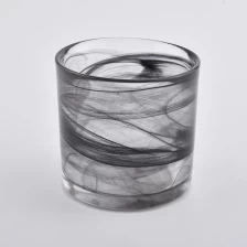 China Smoke grey glass candle jars for home decoration manufacturer