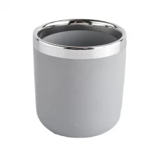 China Round bottom ceramic candle jars with silver rim manufacturer