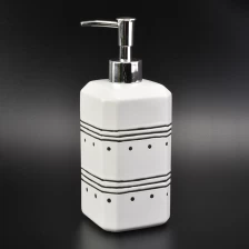 China glazing white ceramic bath accessories sets simple pattern ceramic bottle lotion dispenser manufacturer