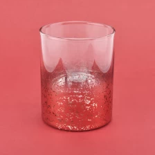 China red color glass candle vessels with mercury decorations manufacturer