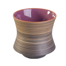 China Hot sales brown vintage empty handmade candle ceramic holders 8oz 10oz 12oz manufacturer