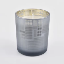 China spraying color glass candle containers with gold color manufacturer