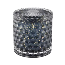 China luxury dark blue glass candle jars with lid manufacturer