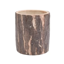 China 10oz brown wood pattern concrete candle holder for home decor manufacturer