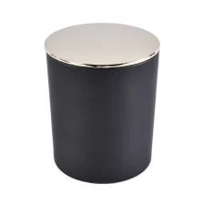 China Black matte glass empty candle jar and metal lid in bulk wholesales manufacturer