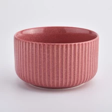 China strips red color ceramic candle containers for wax manufacturer