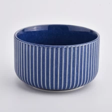 China matte color ceramic containers with strips for candle manufacturer