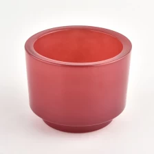 中国 批发圆形空玻璃蜡烛罐红色玻璃容器 制造商