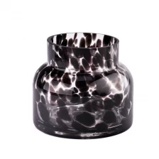 China Luxury wholesale black dot pattern glass candle jar candle making manufacturer