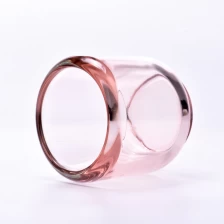 China transparent pink glass jar 7oz glass vessles for candle making manufacturer