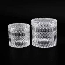 China acabamentos diferentes potes de velas de vidro com padrão de diamante e efeito espelhado fabricante