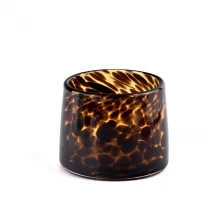 porcelana Venta al por mayor de tarros de velas de vidrio con patrón de manchas marrones para hacer velas fabricante